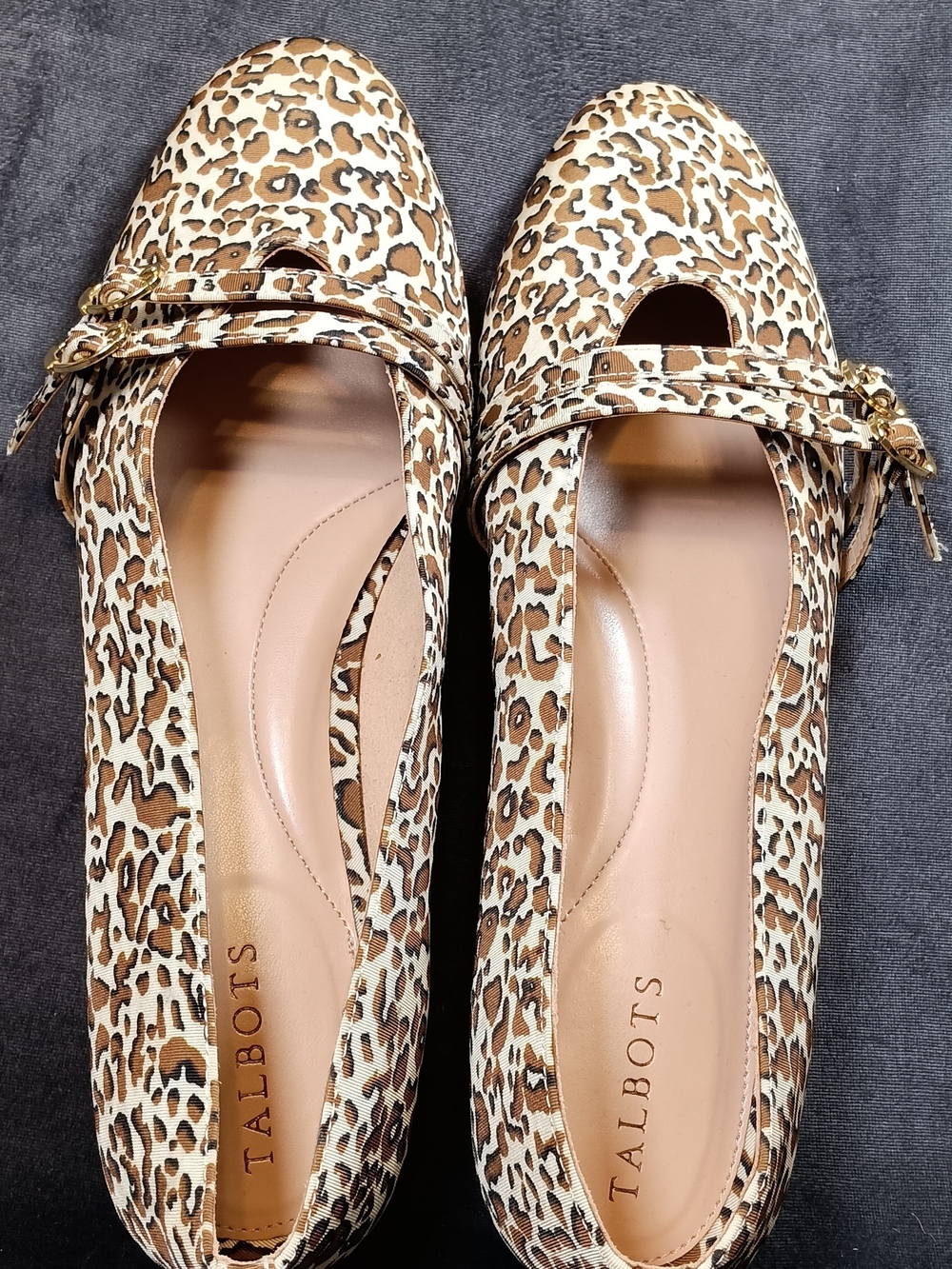 Talbots Leopard Print Ballet Flats - Brown/White